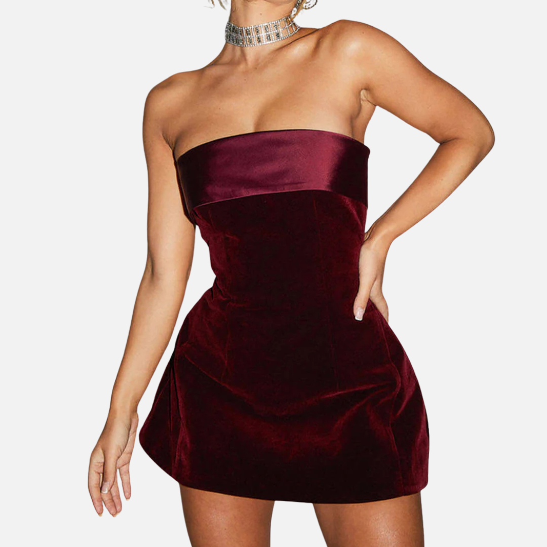 Roxana | Damska Aksamitna Sukienka Mini Bandeau