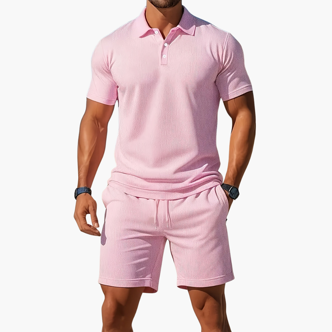 Adam | Koszulka polo męska, spodenki, zestaw casualowy 9