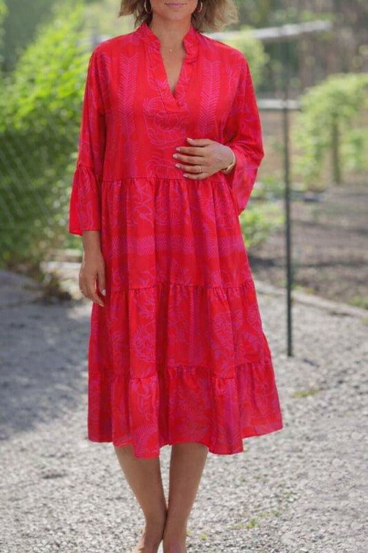 Grace | Sukienka maxi w stylu boho z dekoltem w serek, warstwowa, z długim rękawem i luźnym krojem 1
