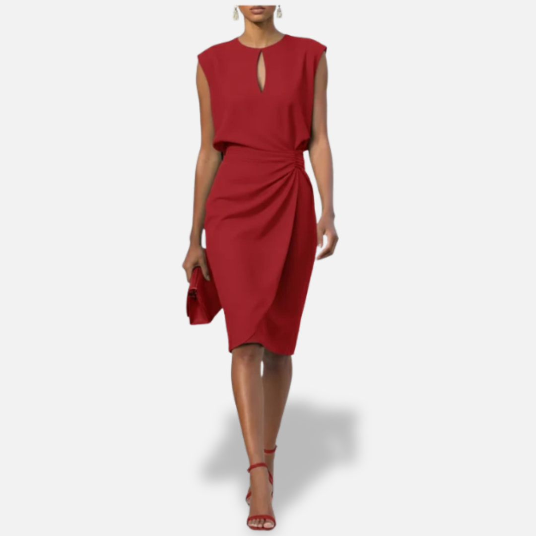 Damska Sukienka Koktajlowa Midi z Dekoltem