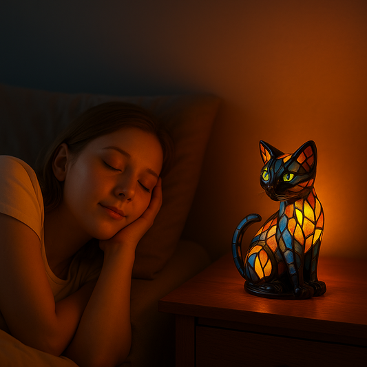 Lumo Kot Lampka Stołowa | Szklana, Artystyczna Dekoracja Wnętrz 1