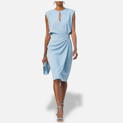 Damska Sukienka Koktajlowa Midi z Dekoltem