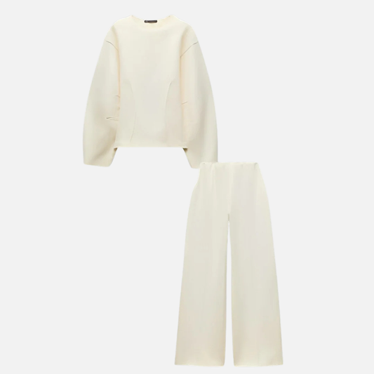 Maja | Damski Komplet Bluza i Szerokie Spodnie – Casual i Do Domu