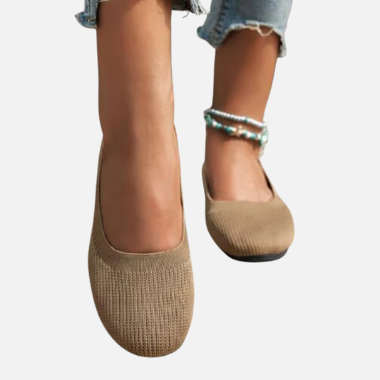 Damskie Baleriny Dzianinowe – Wygodne Płaskie Buty z Miękką Wkładką