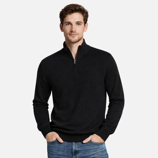 Męski sweter z kaszmiru z półsuwakiem