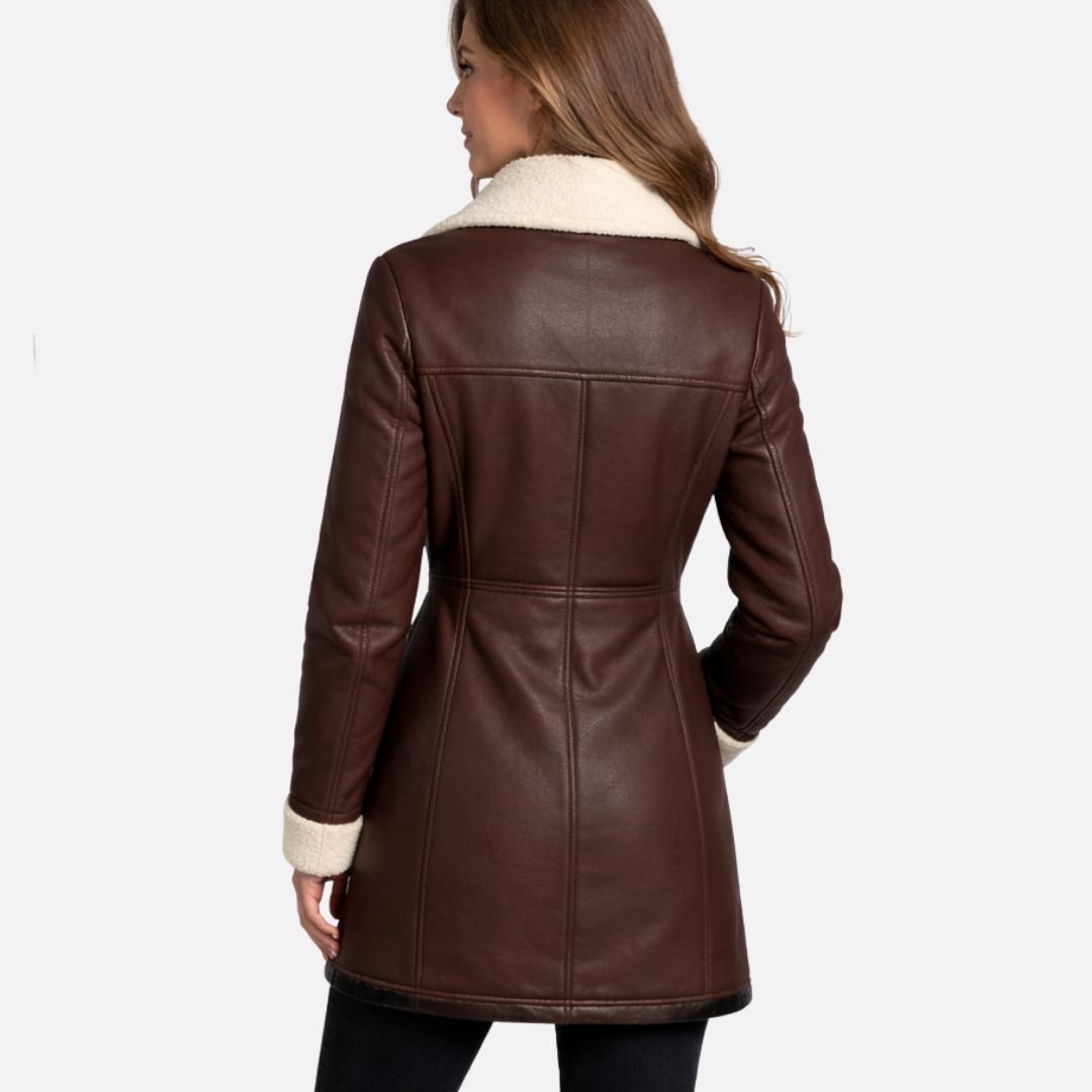 Damski płaszcz z owczej skóry z ciepłą podszewką