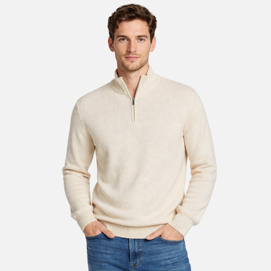 Męski sweter z kaszmiru z półsuwakiem