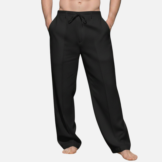 Męskie wiosenne spodnie lniane ze sznurkiem