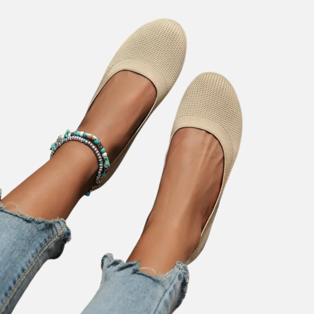 Damskie Baleriny Dzianinowe – Wygodne Płaskie Buty z Miękką Wkładką