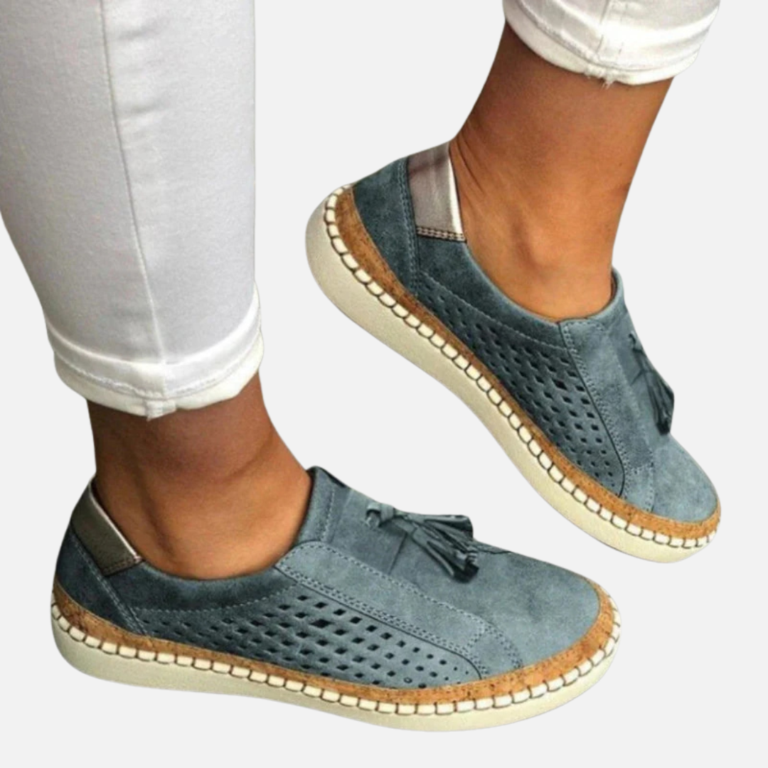 Zosia | Damskie Ortopedyczne Ażurowe Slip-on z Jutowym Rantem
