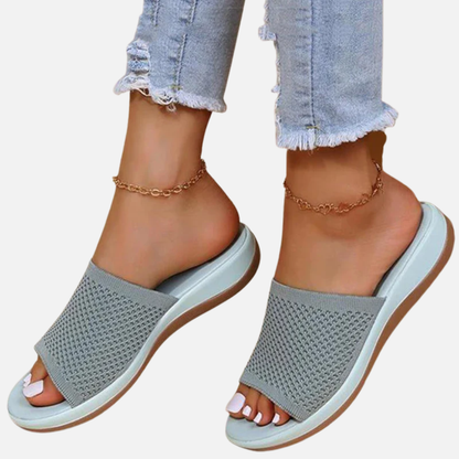 Honorata | Klapki damskie dzianinowe wsuwane otwarte palce