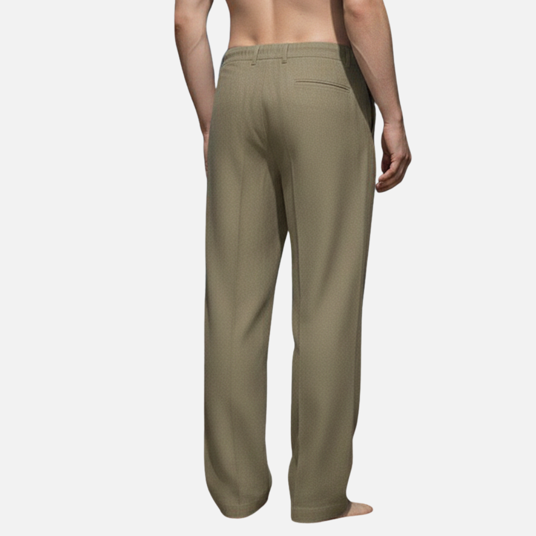 Męskie wiosenne spodnie lniane ze sznurkiem