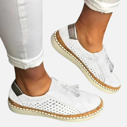 Zosia | Damskie Ortopedyczne Ażurowe Slip-on z Jutowym Rantem