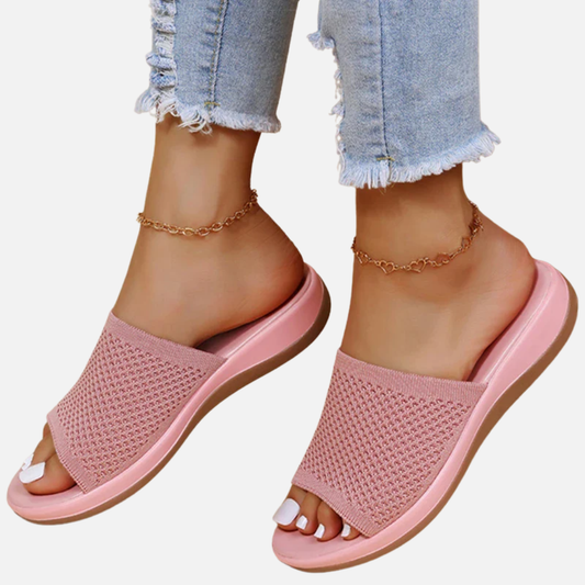 Honorata | Klapki damskie dzianinowe wsuwane otwarte palce