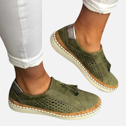 Zosia | Damskie Ortopedyczne Ażurowe Slip-on z Jutowym Rantem