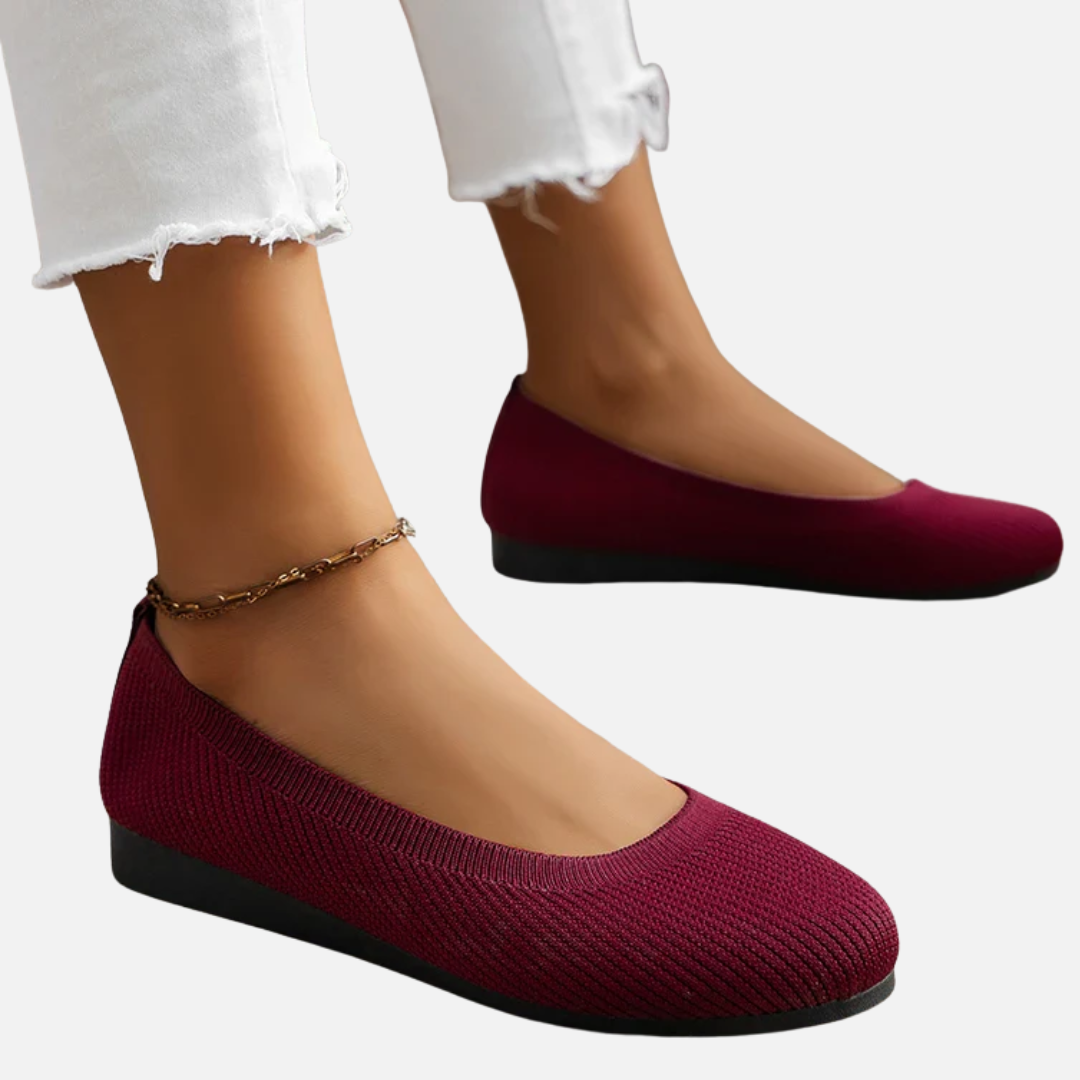 Damskie Baleriny Dzianinowe – Wygodne Płaskie Buty z Miękką Wkładką