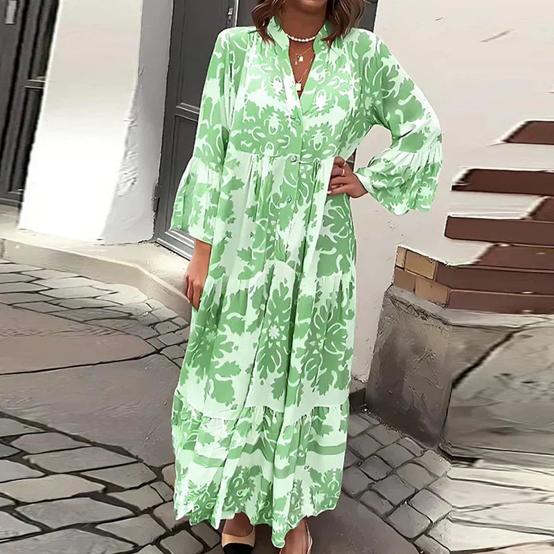 Ava | Damska sukienka midi z długim rękawem i nadrukiem w stylu boho 4