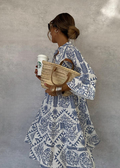 Bethany | Damska sukienka mini w stylu boho z długim rękawem i wzorem 2
