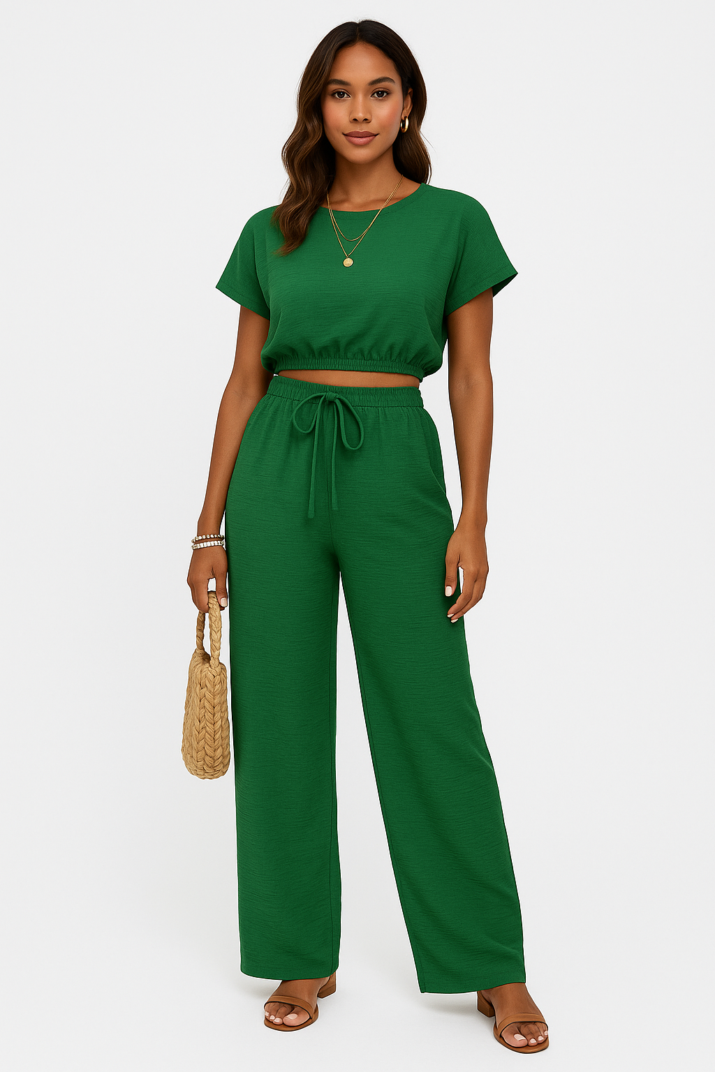 Dwuczęściowy komplet damski z szerokimi nogawkami 3