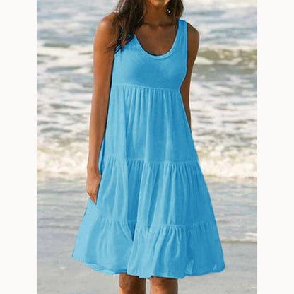 Evelyn | Sukienka midi w stylu boho bez rękawów, z warstwami, letnia, z okrągłym dekoltem 8