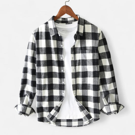 Fleks Flanelowa Koszula Męska | Klasyczny Wzór w Kratkę, Oddychająca Bawełna 0