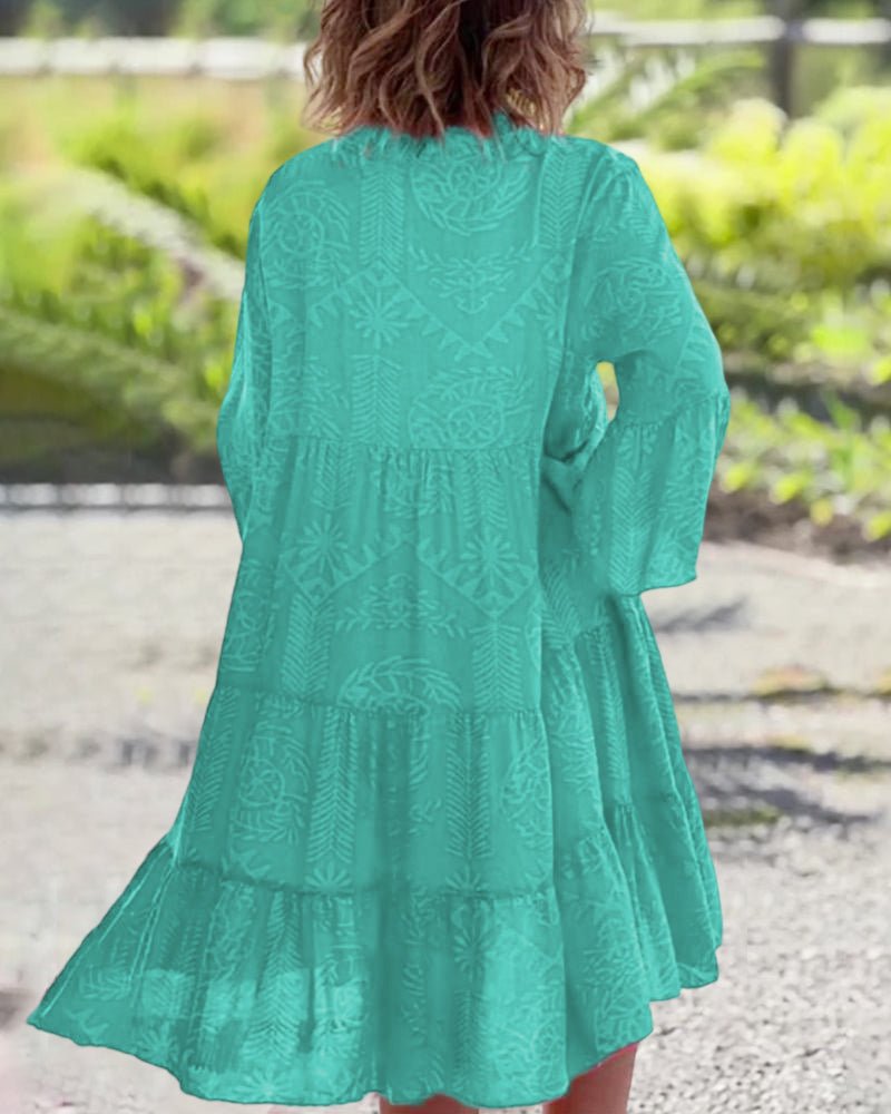Grace | Sukienka maxi w stylu boho z dekoltem w serek, warstwowa, z długim rękawem i luźnym krojem 5