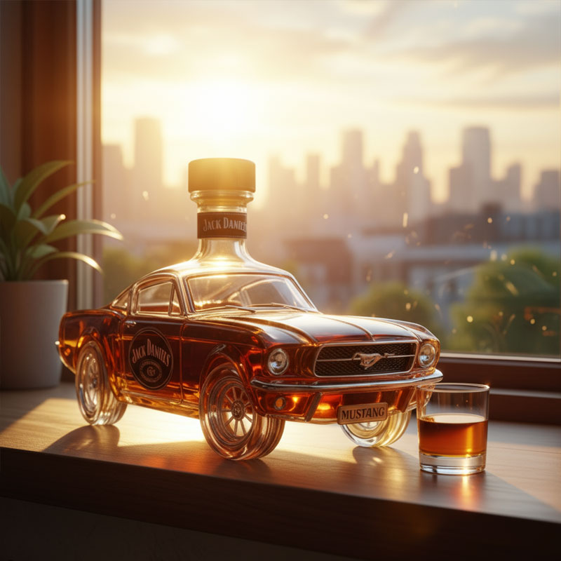 Karafka do whisky w kształcie samochodu Mustang do domowego baru 3