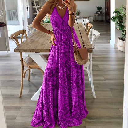 Lily | Sukienka maxi w stylu boho z dekoltem w serek i ramiączkami typu spaghetti, zwiewna, letnia 2