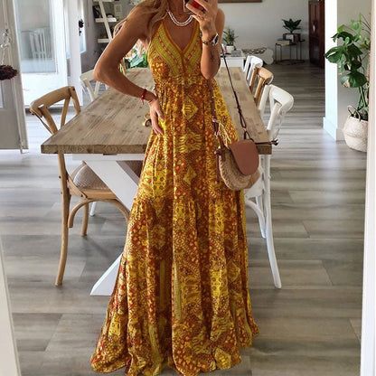 Lily | Sukienka maxi w stylu boho z dekoltem w serek i ramiączkami typu spaghetti, zwiewna, letnia 3