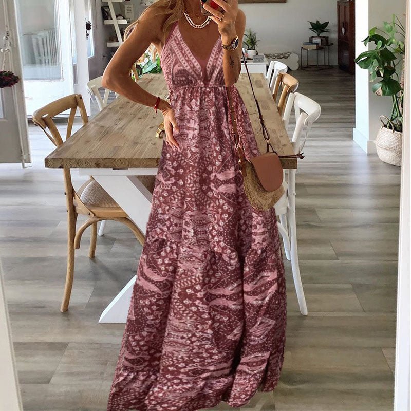 Lily | Sukienka maxi w stylu boho z dekoltem w serek i ramiączkami typu spaghetti, zwiewna, letnia 4
