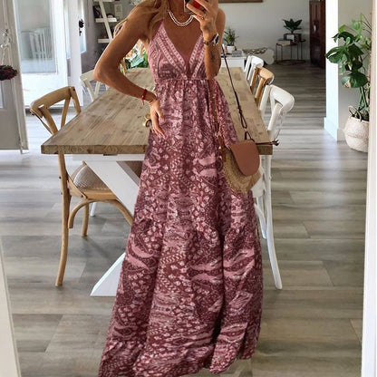 Lily | Sukienka maxi w stylu boho z dekoltem w serek i ramiączkami typu spaghetti, zwiewna, letnia 4