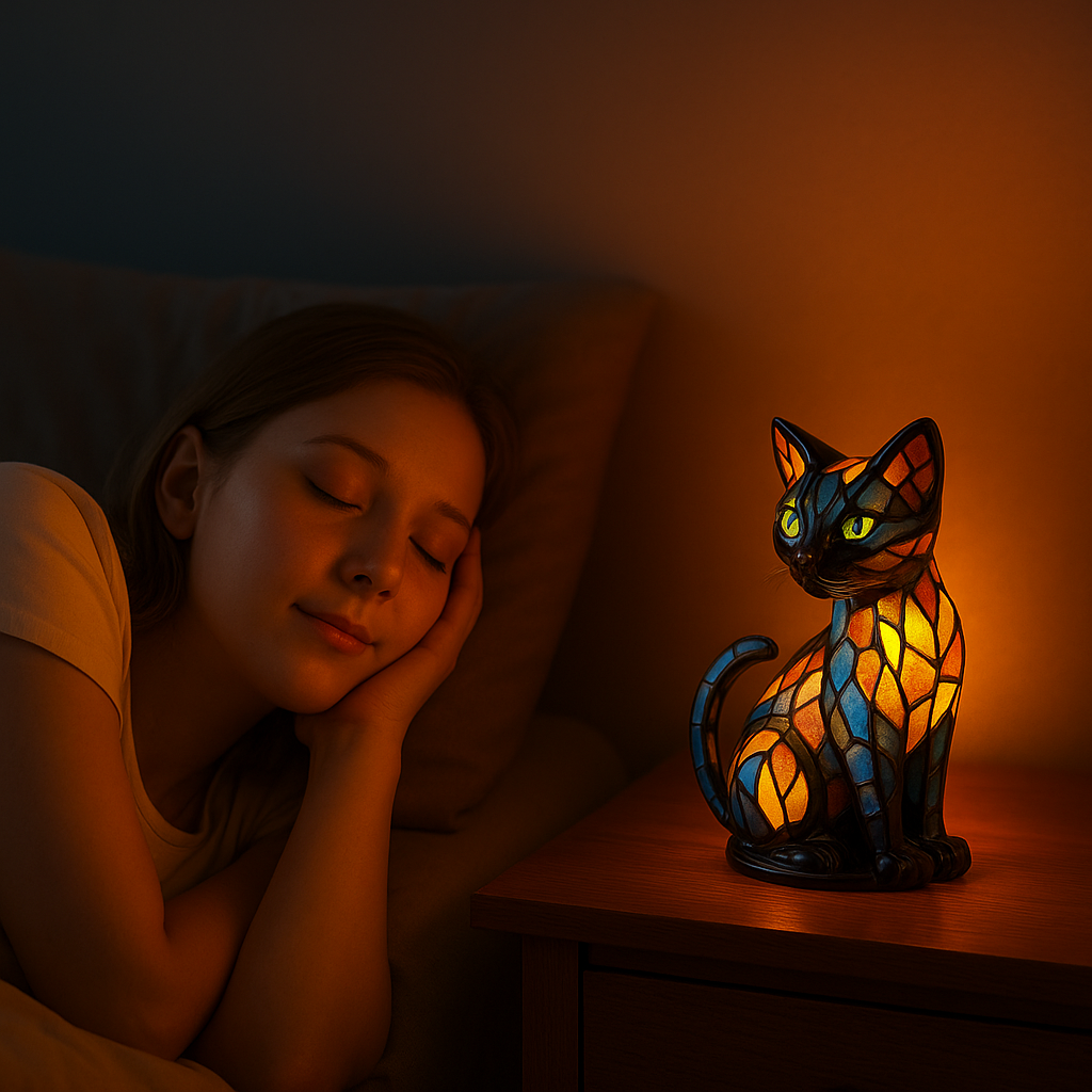 Lumo Kot Lampka Stołowa | Szklana, Artystyczna Dekoracja Wnętrz 1