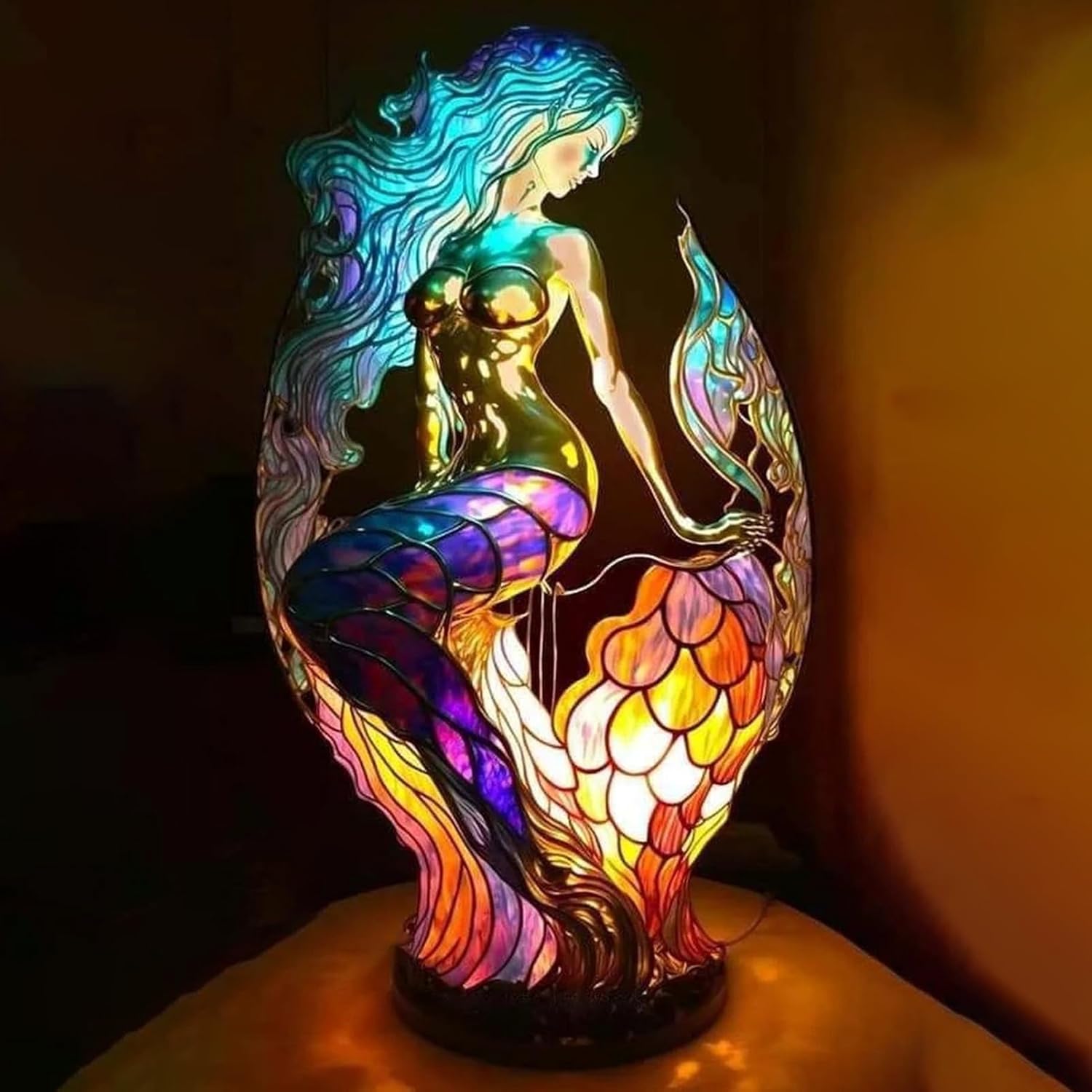 Lumo Lampka Stołowa | Witrażowy Design, Ciepłe Światło, USB 11