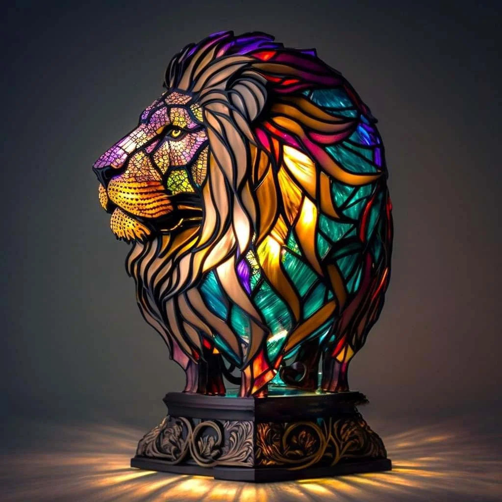 Lumo Lampka Stołowa | Witrażowy Design, Ciepłe Światło, USB 2
