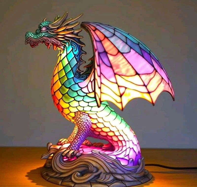 Lumo Lampka Stołowa | Witrażowy Design, Ciepłe Światło, USB 9