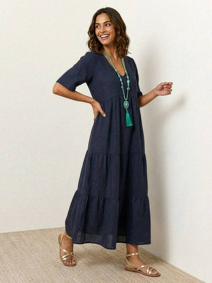 Phoebe | Sukienka maxi w stylu boho z dekoltem w serek i krótkim rękawem 4