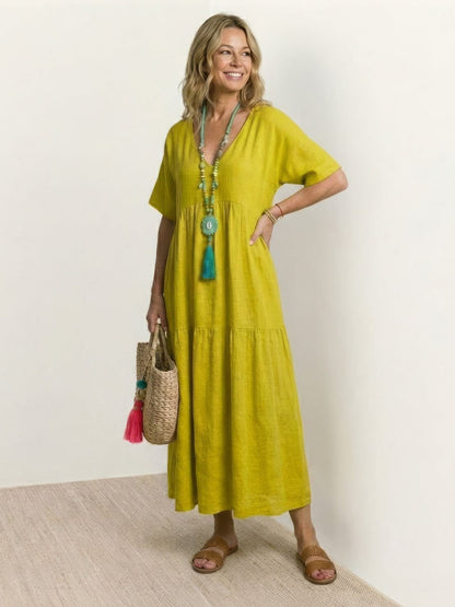 Phoebe | Sukienka maxi w stylu boho z dekoltem w serek i krótkim rękawem 7