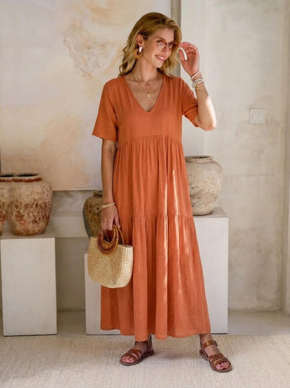 Phoebe | Sukienka maxi w stylu boho z dekoltem w serek i krótkim rękawem 8