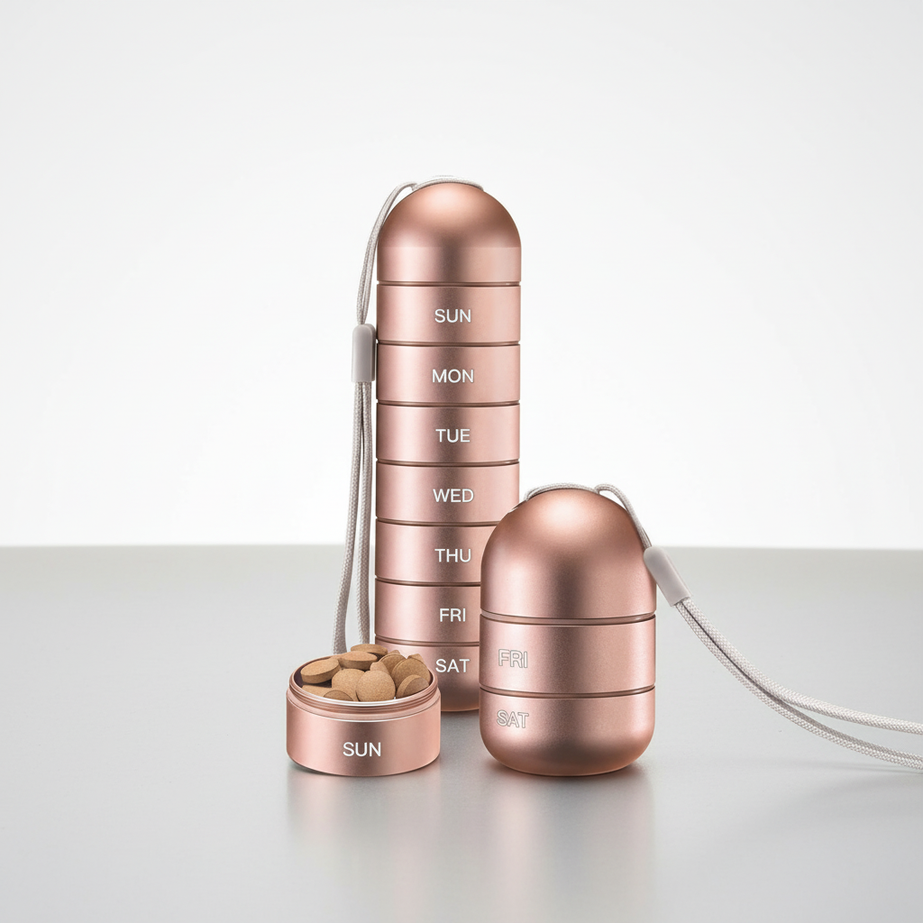 Przenośny pojemnik na tabletki z aluminium - PillTower 4