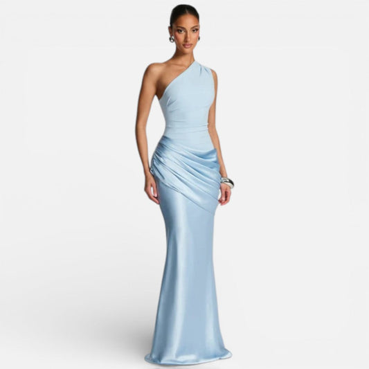 Suknia ślubna damska satynowa o kroju syreny z jednym ramieniem 0