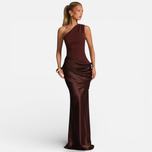 Suknia ślubna damska satynowa o kroju syreny z jednym ramieniem 1