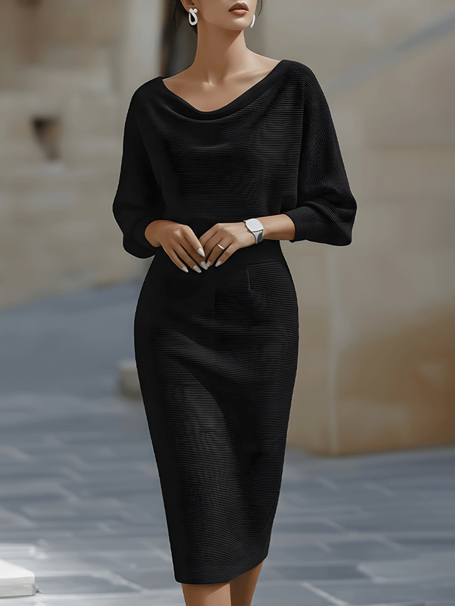 White Draped Batwing Midi Dress 2