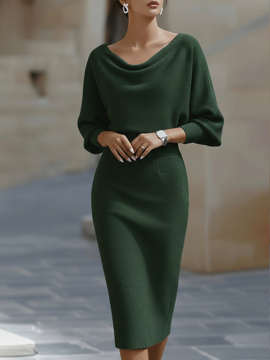 White Draped Batwing Midi Dress 3