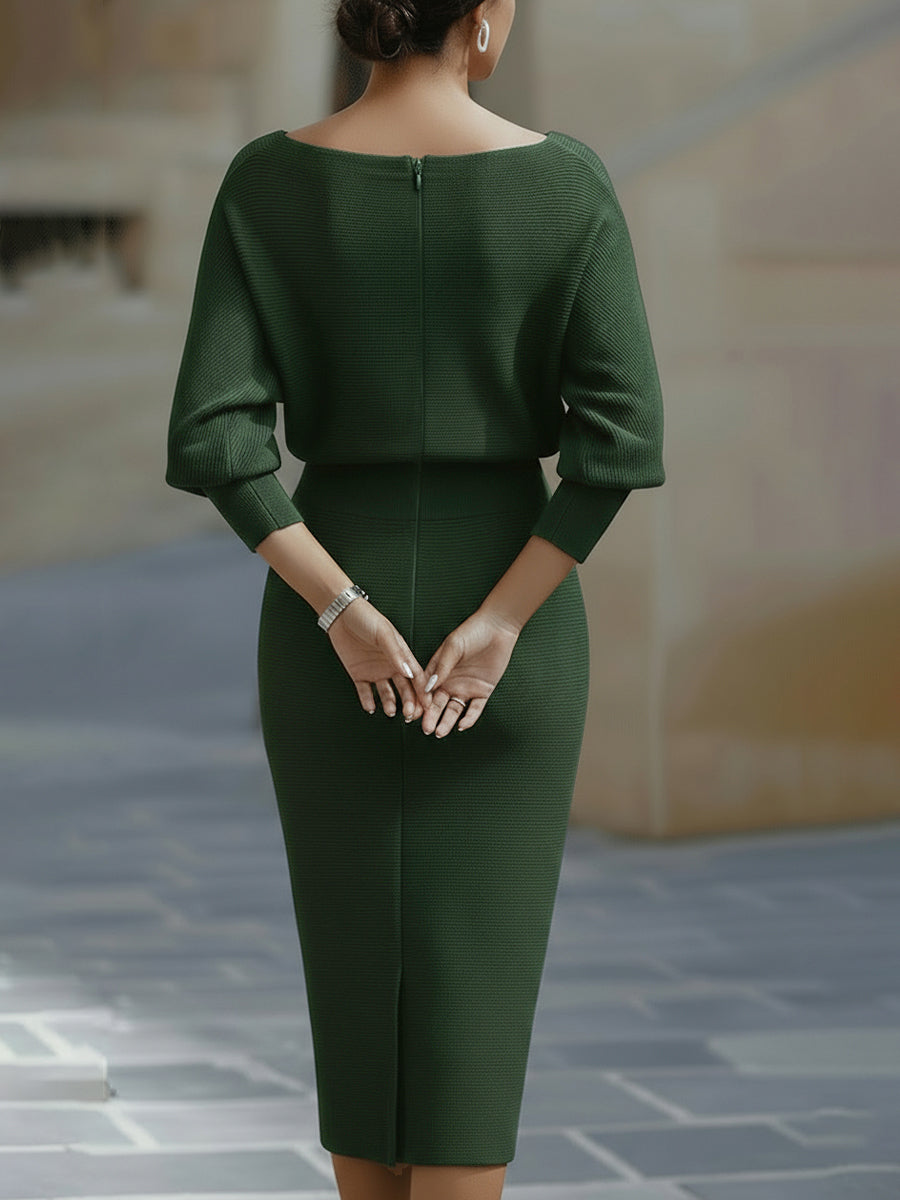 White Draped Batwing Midi Dress 4