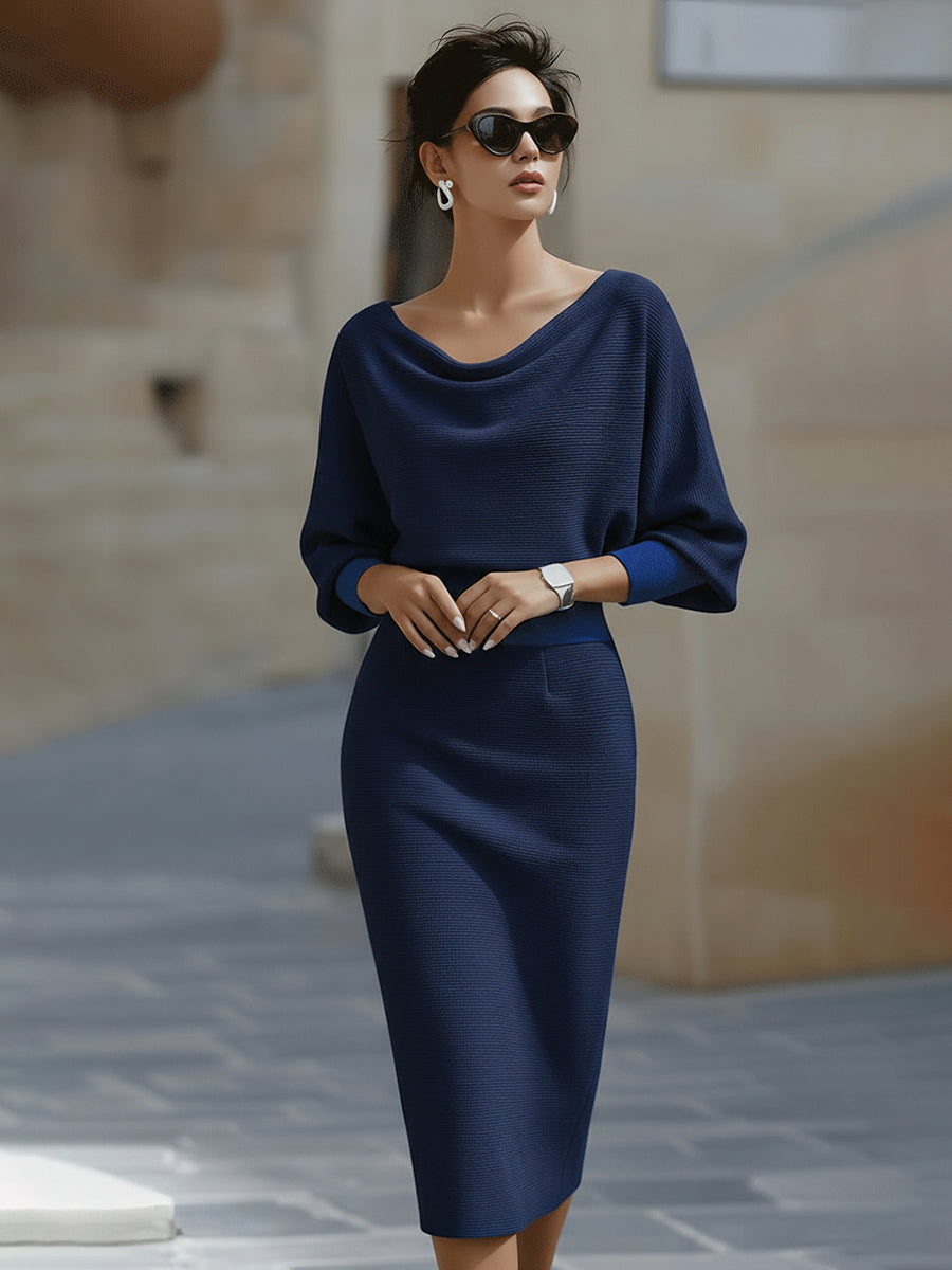 White Draped Batwing Midi Dress 5
