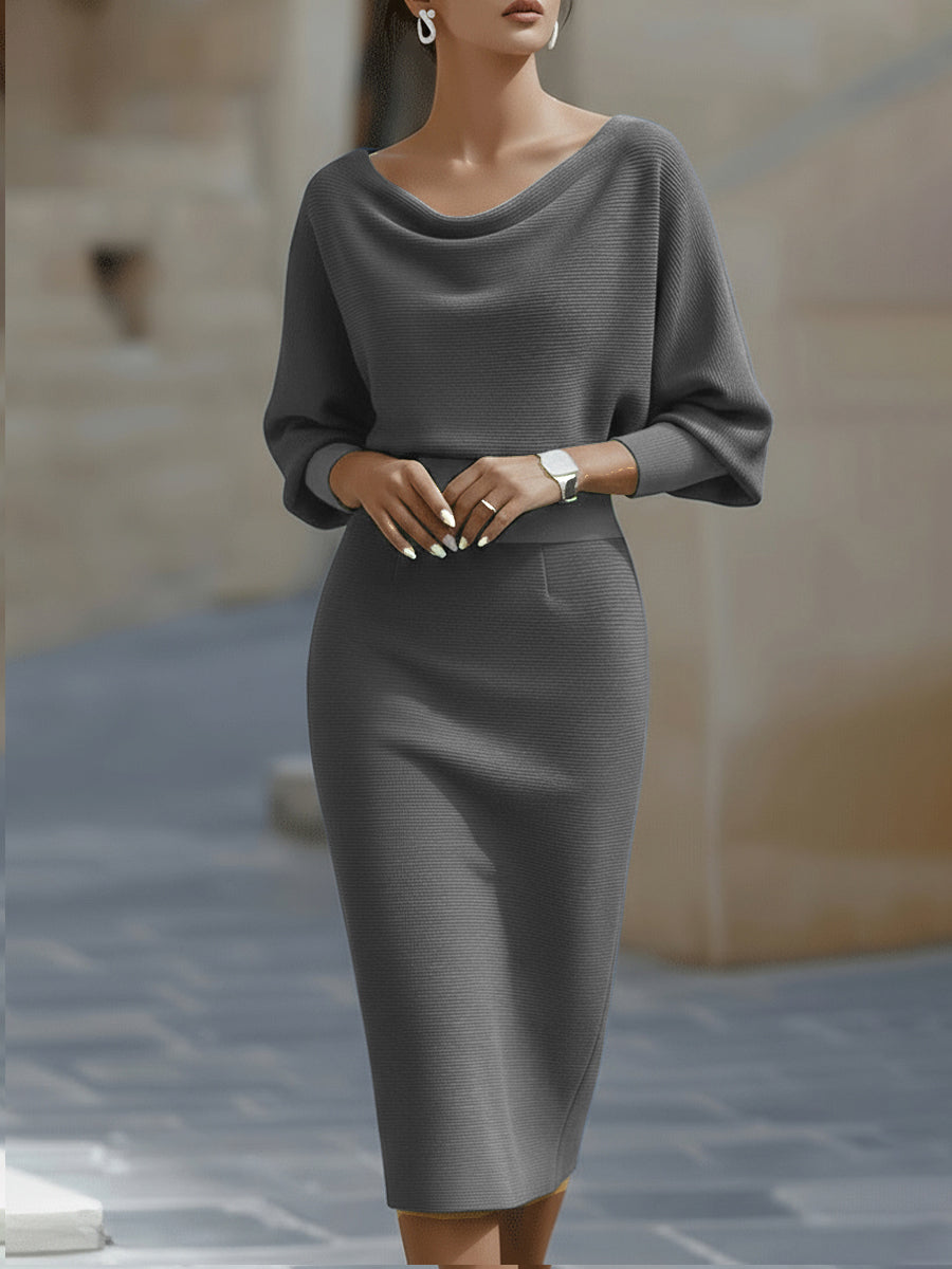 White Draped Batwing Midi Dress 7