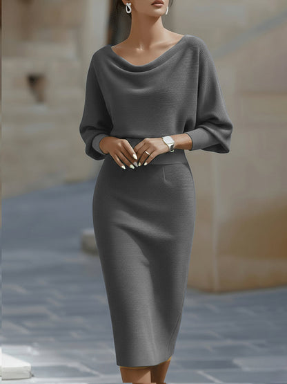 White Draped Batwing Midi Dress 7