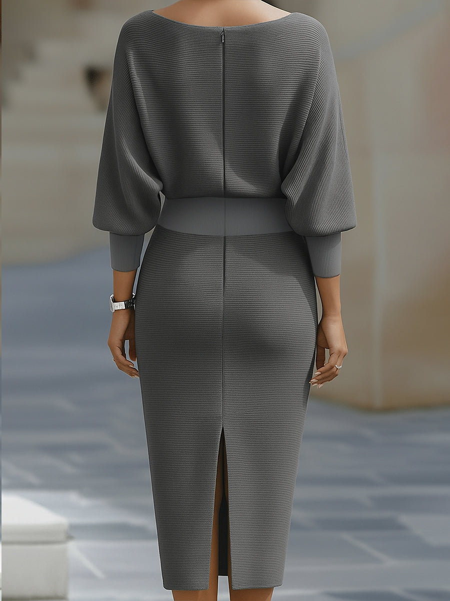 White Draped Batwing Midi Dress 8
