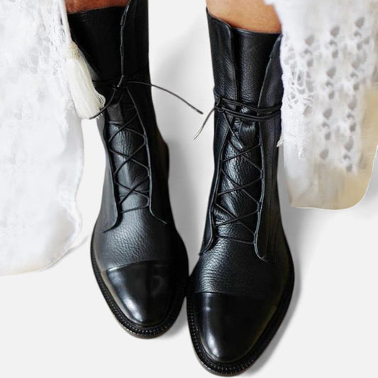 Zara Botki Damskie | Skórzane, Eleganckie Sznurowanie 0