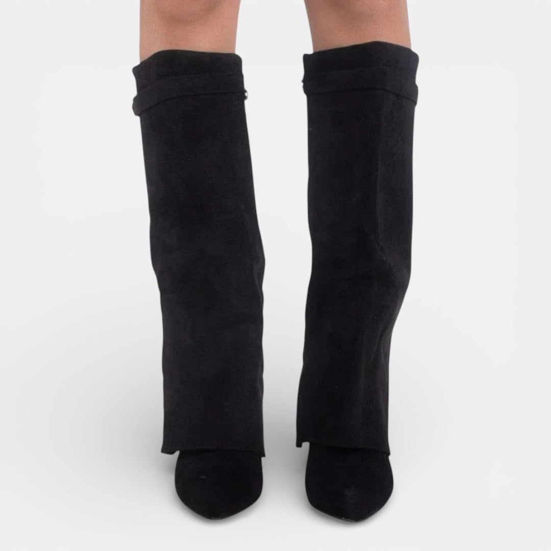 Damskie kozaki do kolan z grubym obcasem i zamkiem błyskawicznym